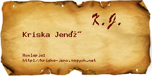 Kriska Jenő névjegykártya